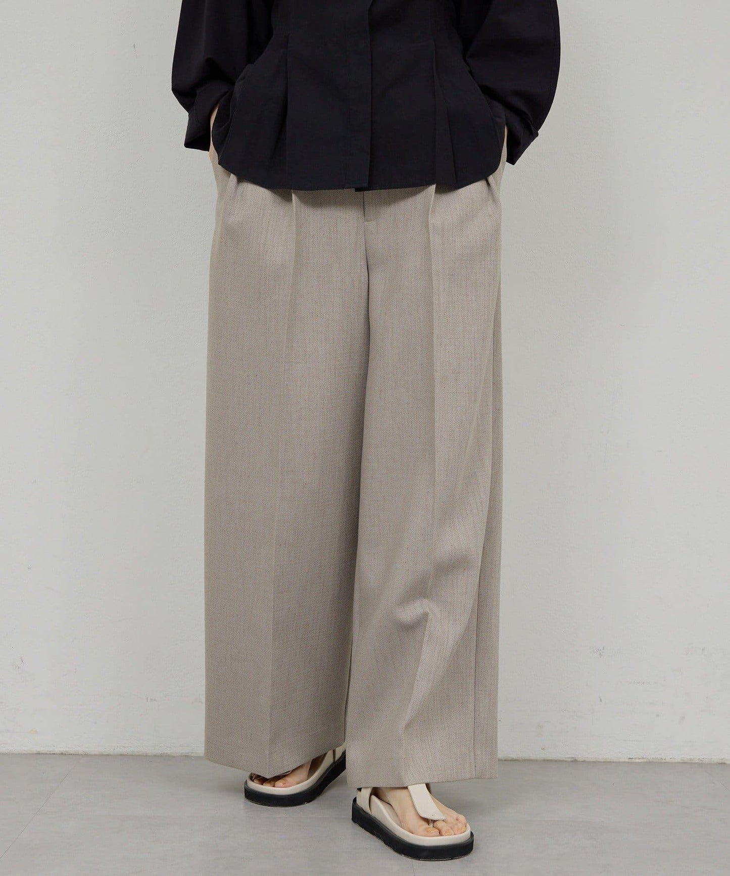 【近期開始】【可搭配套裝】雙層斜紋寬腿褲