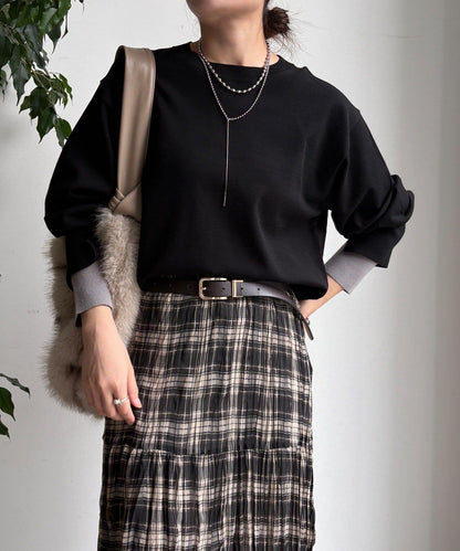 袖拼色針織上衣