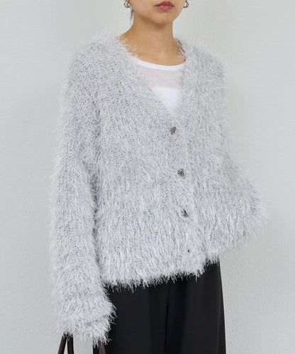 【近期開始】【2way】亮片長毛針織開衫