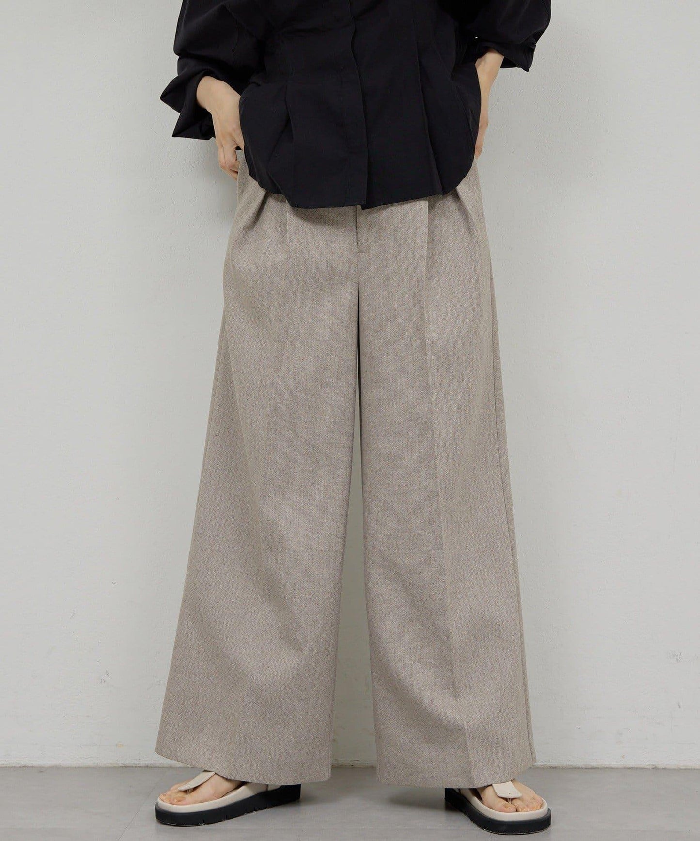 【近期開始】【可搭配套裝】雙層斜紋寬腿褲