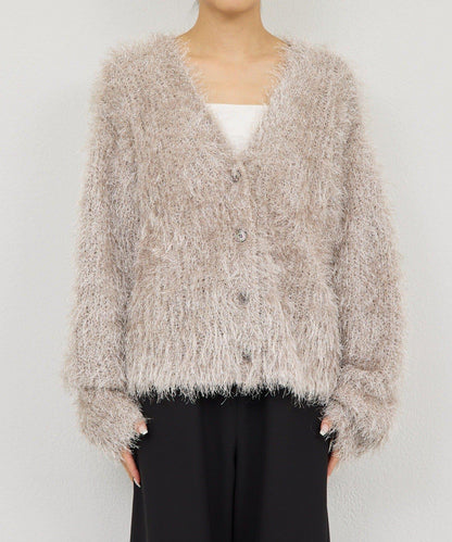 【近期開始】【2way】亮片長毛針織開衫