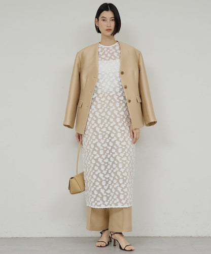 提花透視連衣裙