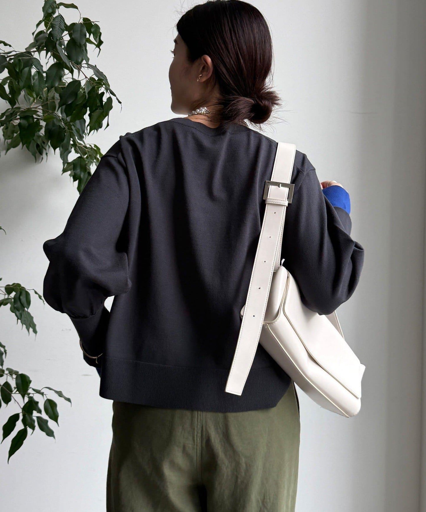 袖拼色針織上衣