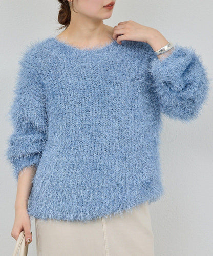 【近期開始】【2way】亮片長毛針織開衫