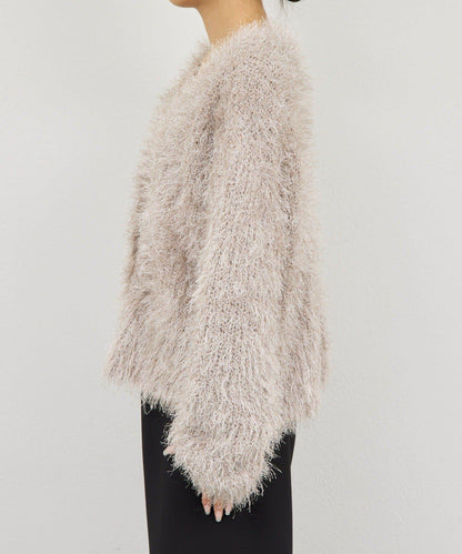 【近期開始】【2way】亮片長毛針織開衫