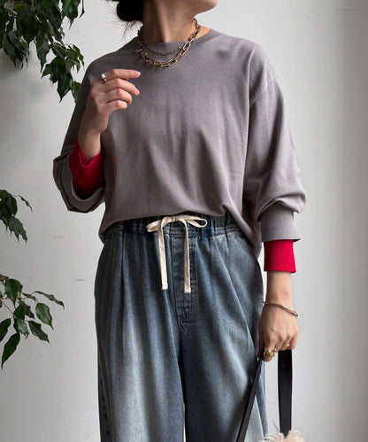 袖拼色針織上衣