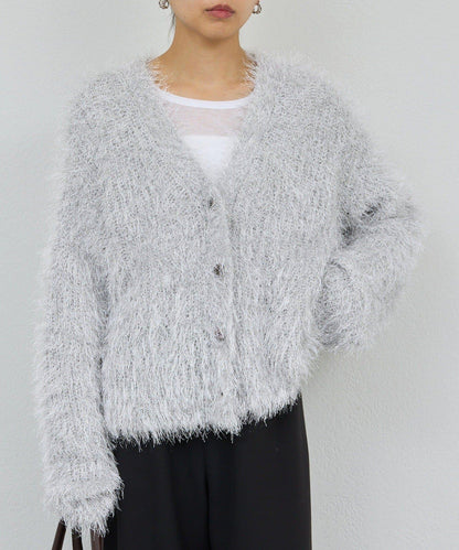 【近期開始】【2way】亮片長毛針織開衫