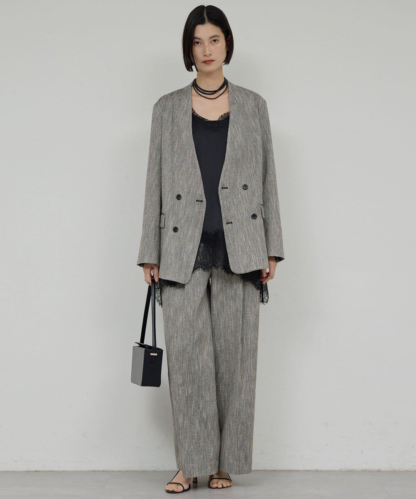 【近日開始】【可搭配套裝】雙褶花呢長褲