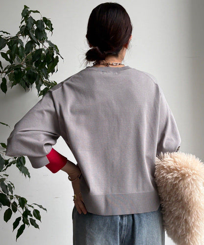 袖拼色針織上衣