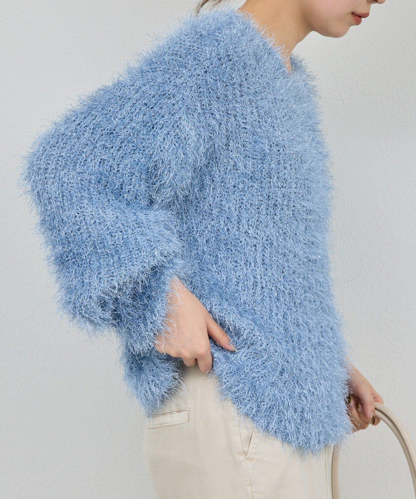 【近期開始】【2way】亮片長毛針織開衫