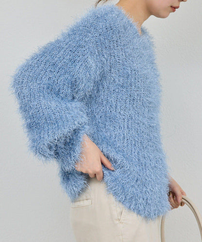 【近期開始】【2way】亮片長毛針織開衫