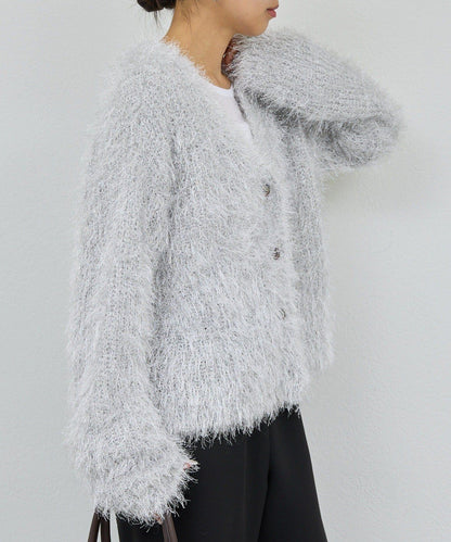 【近期開始】【2way】亮片長毛針織開衫