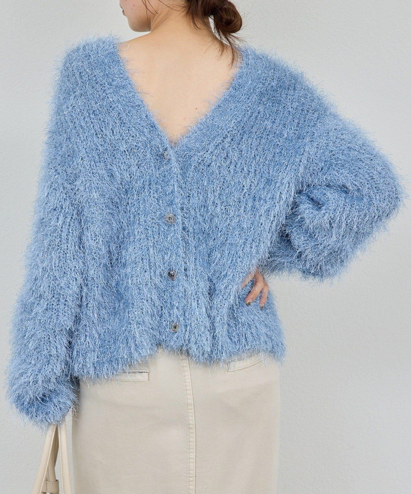 【近期開始】【2way】亮片長毛針織開衫