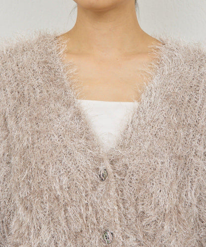 【近期開始】【2way】亮片長毛針織開衫