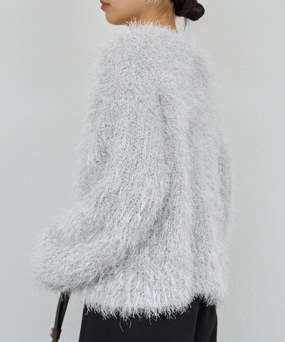 【近期開始】【2way】亮片長毛針織開衫