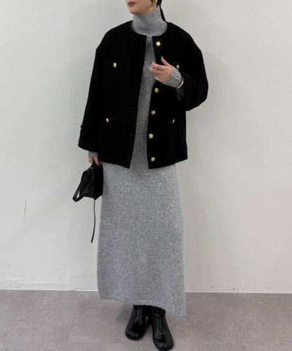 高領針織連衣裙