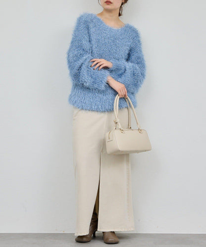 【近期開始】【2way】亮片長毛針織開衫