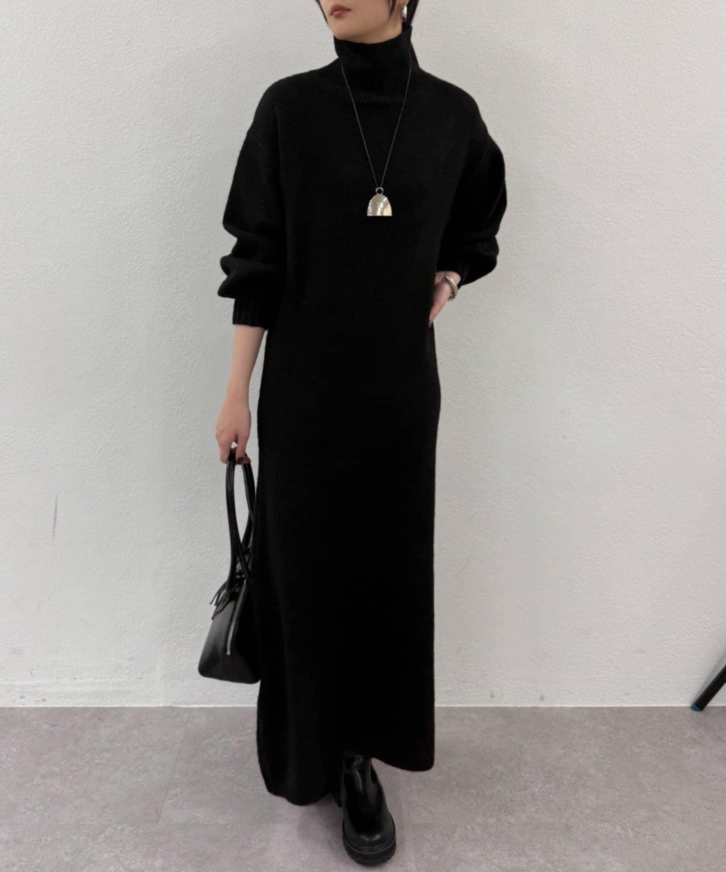 高領針織連衣裙