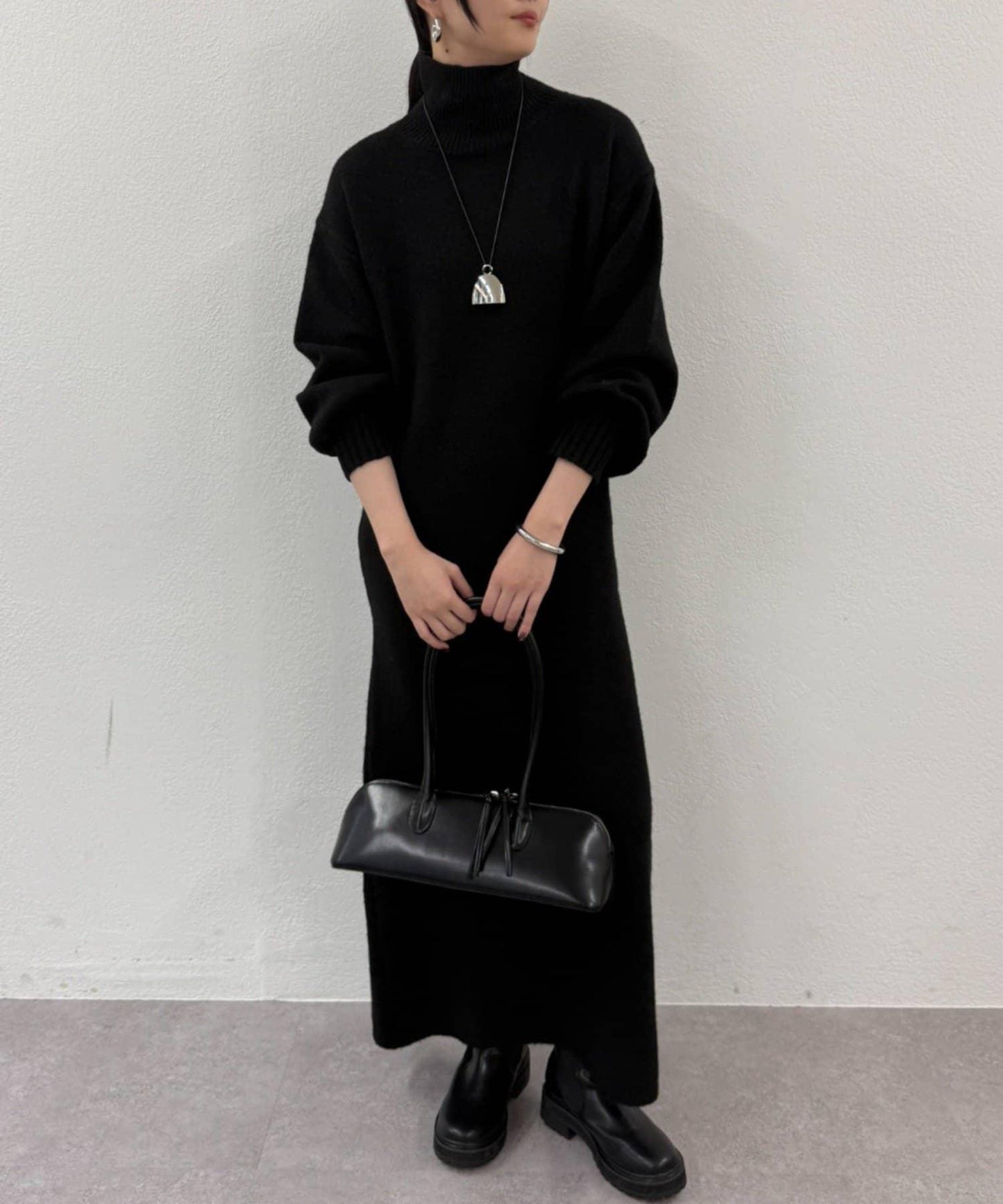 高領針織連衣裙