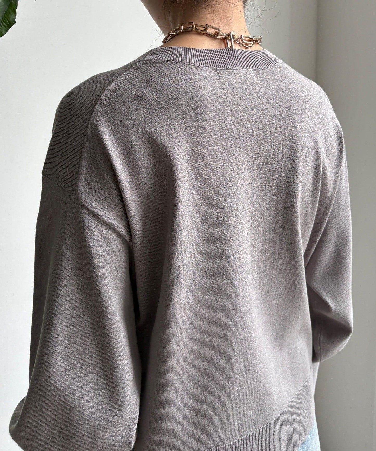 袖拼色針織上衣