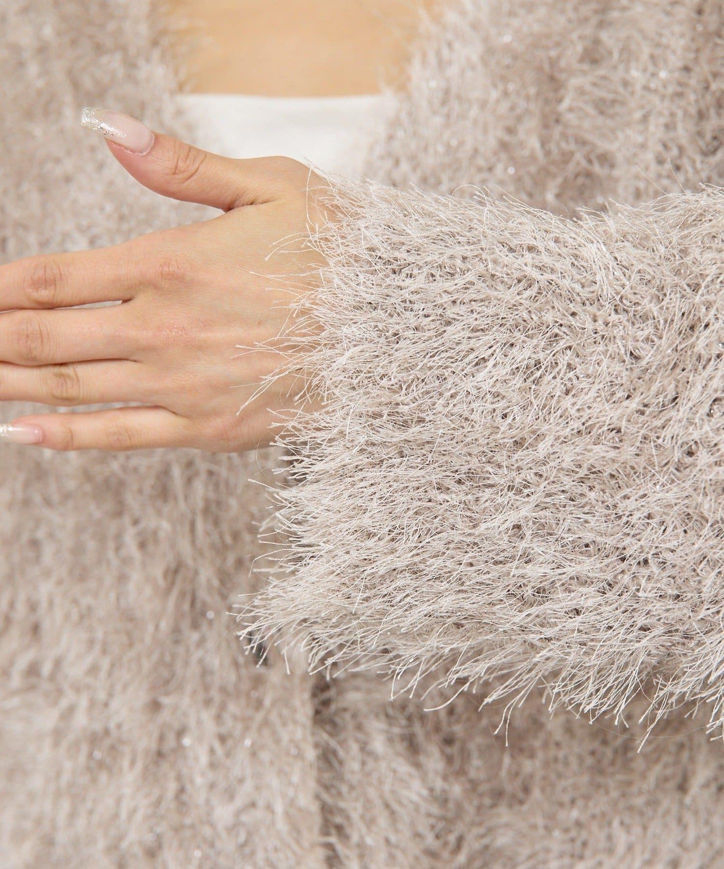 【近期開始】【2way】亮片長毛針織開衫