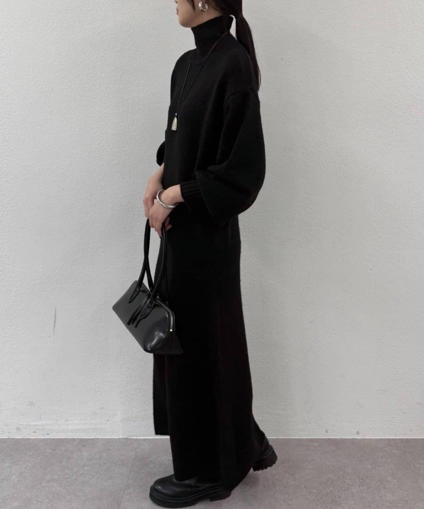 高領針織連衣裙