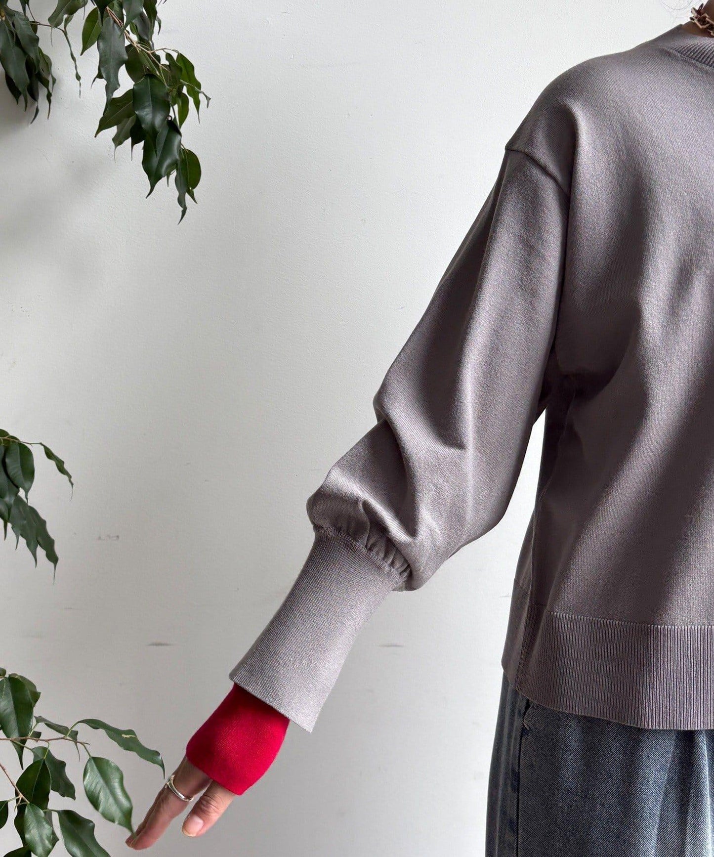 袖拼色針織上衣