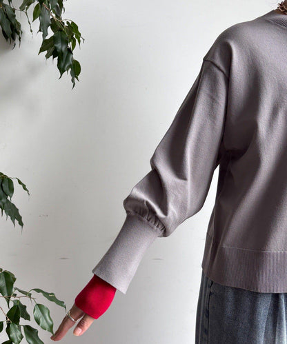 袖拼色針織上衣