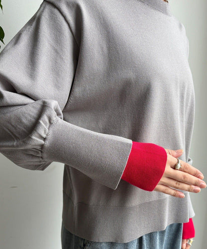 袖拼色針織上衣