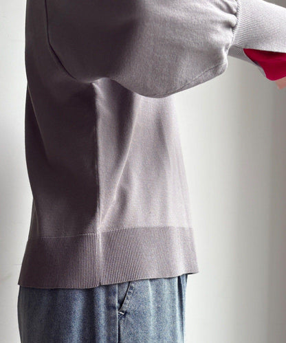 袖拼色針織上衣