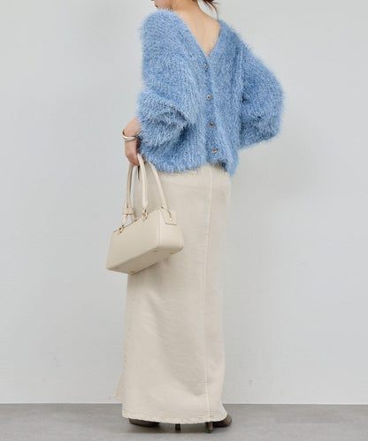 【近期開始】【2way】亮片長毛針織開衫