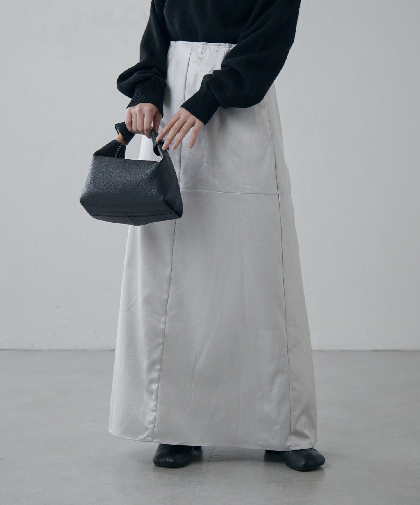 緞面仿皮半身裙