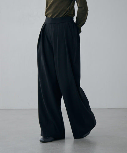 軟法蘭絨2WAY褶皺寬腿褲