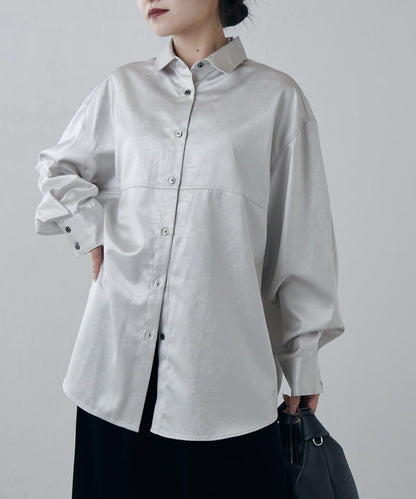 緞面皮質感襯衫