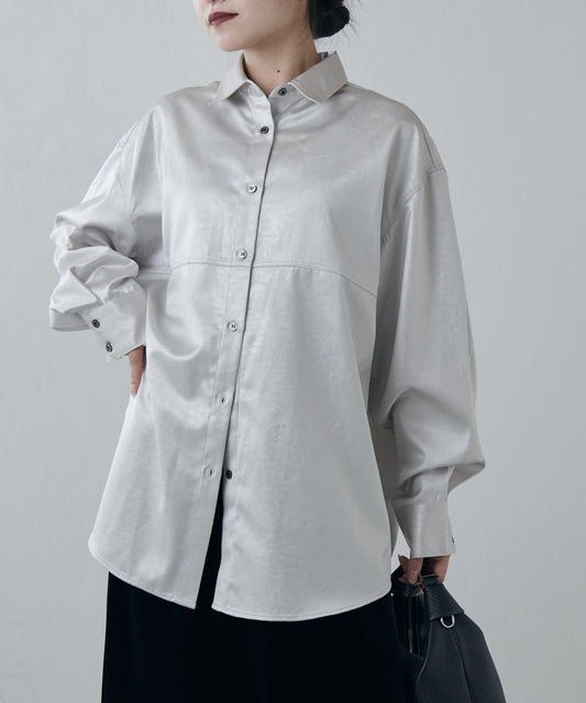 緞面皮質感襯衫