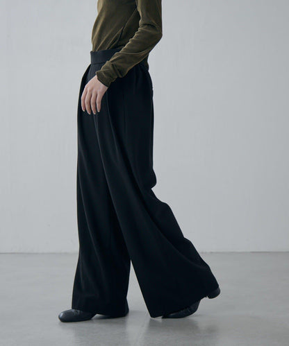 軟法蘭絨2WAY褶皺寬腿褲