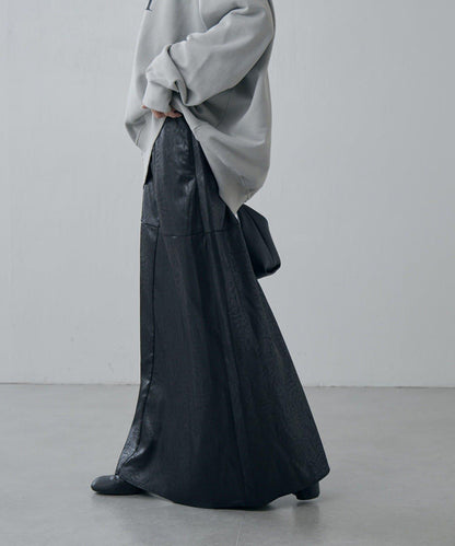 緞面仿皮半身裙