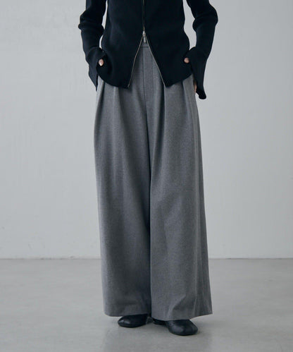 軟法蘭絨2WAY褶皺寬腿褲