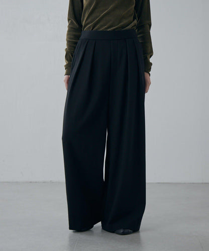 軟法蘭絨2WAY褶皺寬腿褲