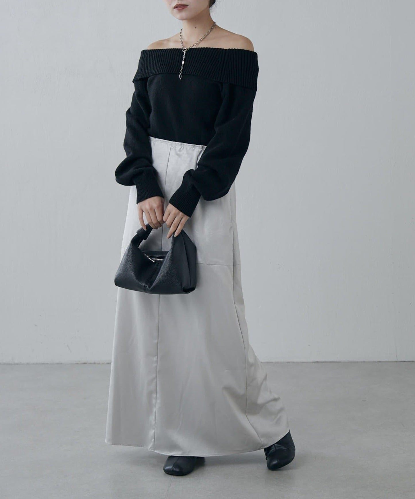 緞面仿皮半身裙