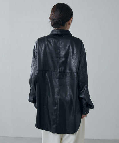 緞面皮質感襯衫