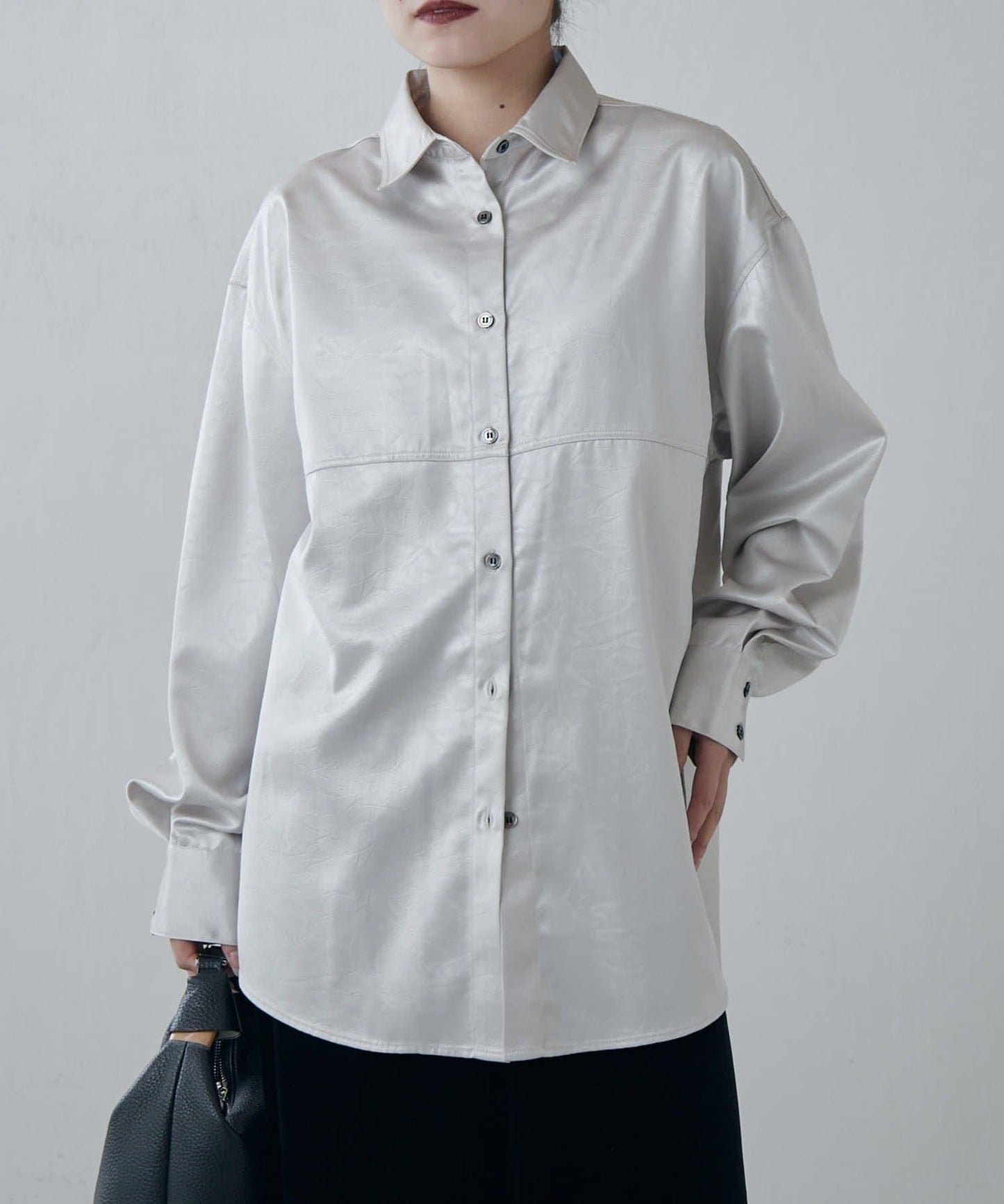 緞面皮質感襯衫