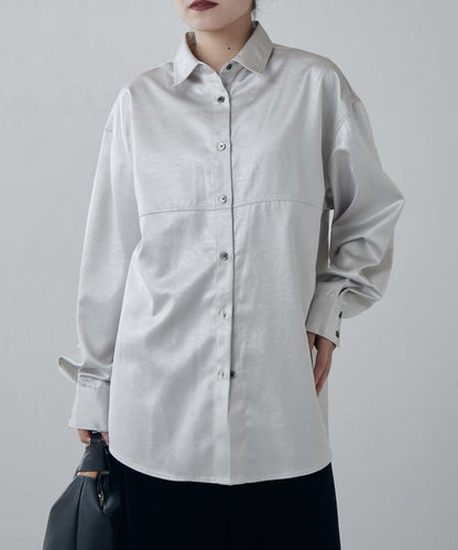 緞面皮質感襯衫