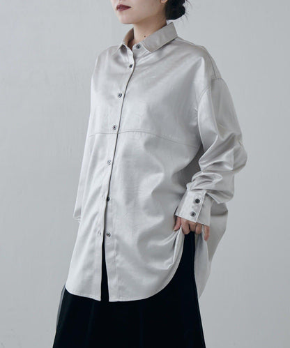 緞面皮質感襯衫
