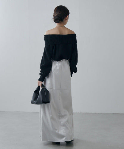 緞面仿皮半身裙