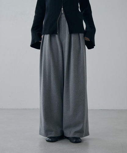 軟法蘭絨2WAY褶皺寬腿褲