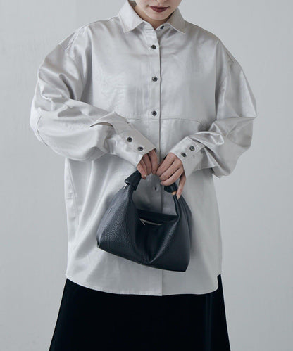 緞面皮質感襯衫