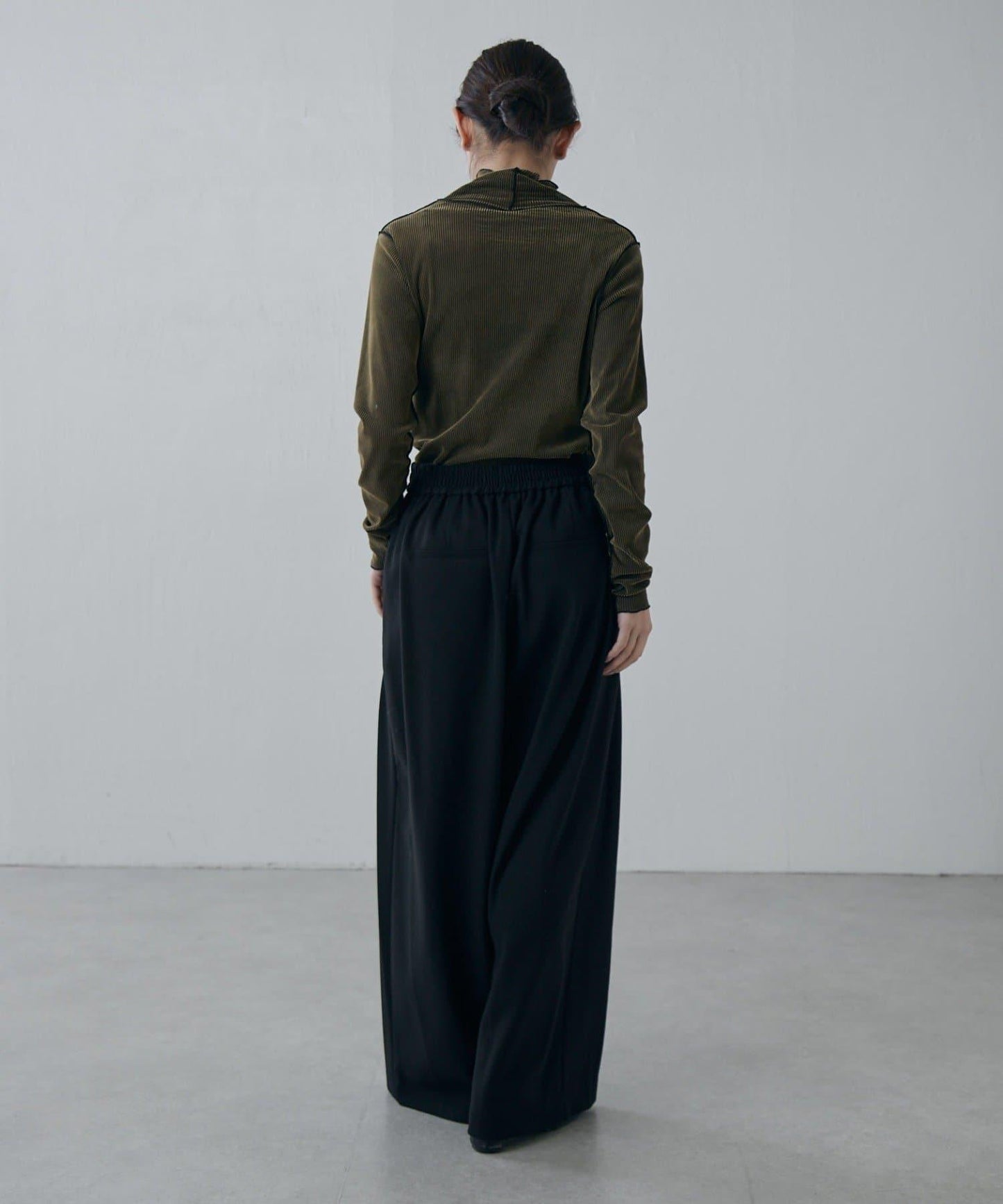 軟法蘭絨2WAY褶皺寬腿褲