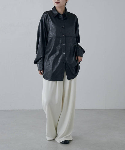 緞面皮質感襯衫