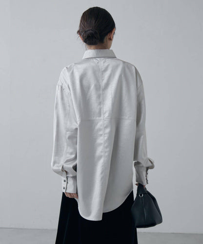 緞面皮質感襯衫